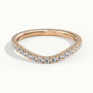 2mm Wave Scalloped Pavé Lab Grown Diamond Wedding Band in 14K Rose Gold