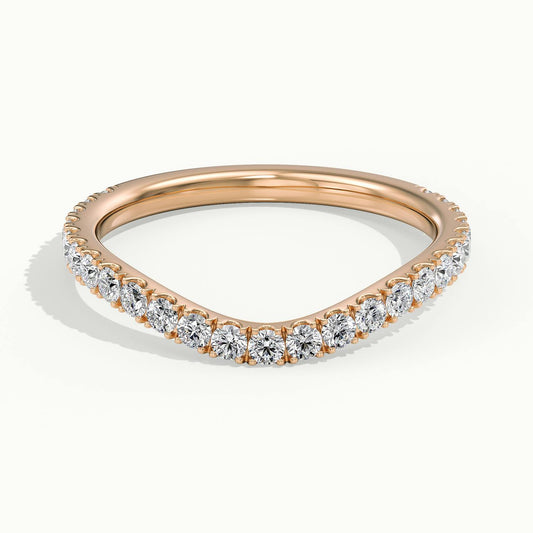 2mm Wave Scalloped Pavé Lab Grown Diamond Wedding Band in 14K Rose Gold
