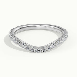 2mm Wave Scalloped Pavé Lab Grown Diamond Wedding Band in 14K White Gold