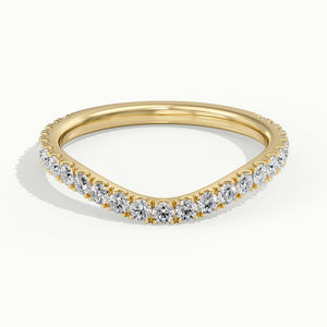 2mm Wave Scalloped Pavé Lab Grown Diamond Wedding Band in 18K Yellow Gold