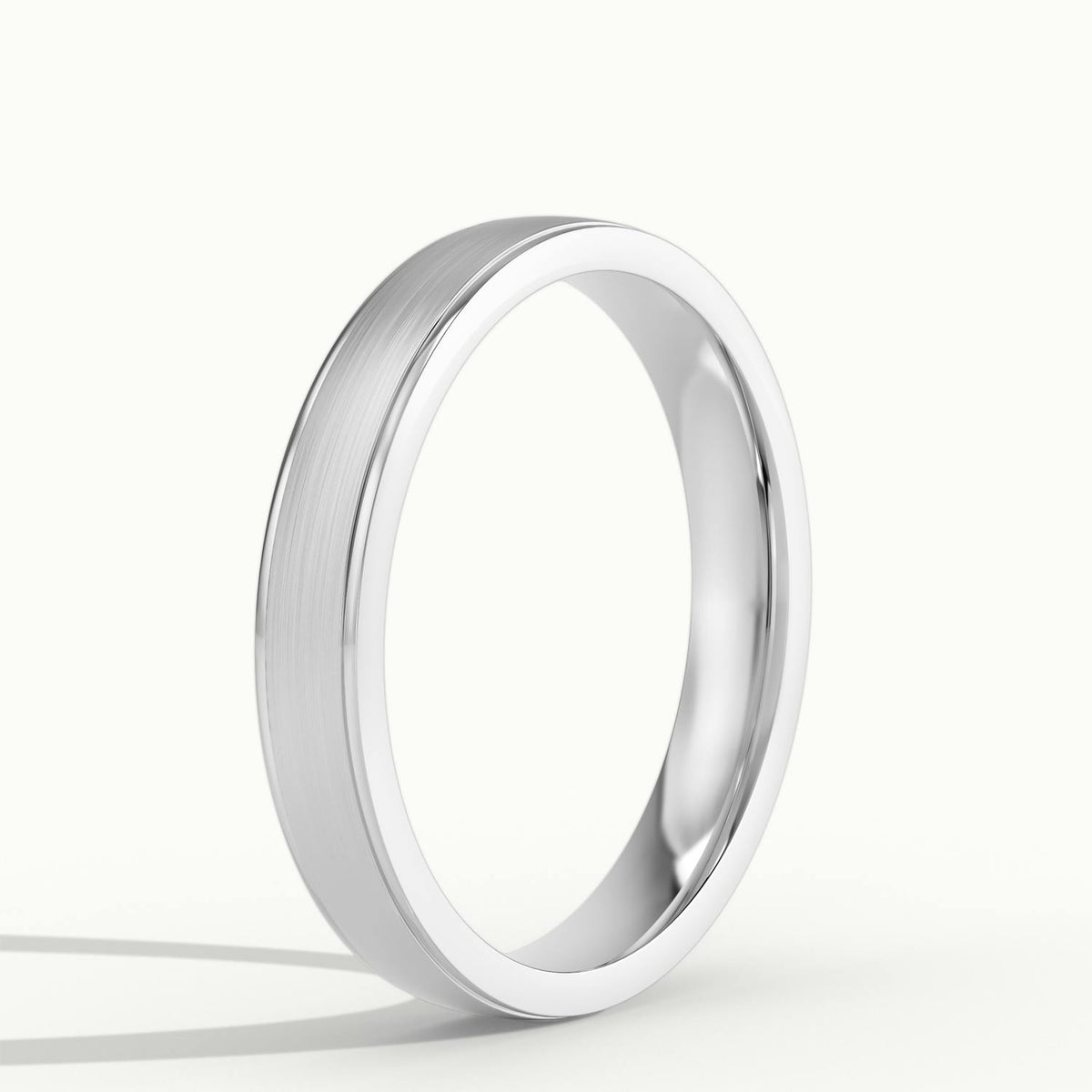 3.5mm Cut Down Edge Wedding Band in 18K White Gold