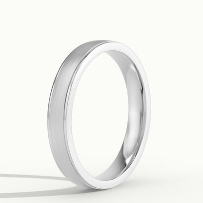 3.5mm Cut Down Edge Wedding Band in 18K White Gold