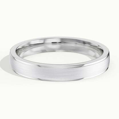 3.5mm Cut Down Edge Wedding Band in 18K White Gold