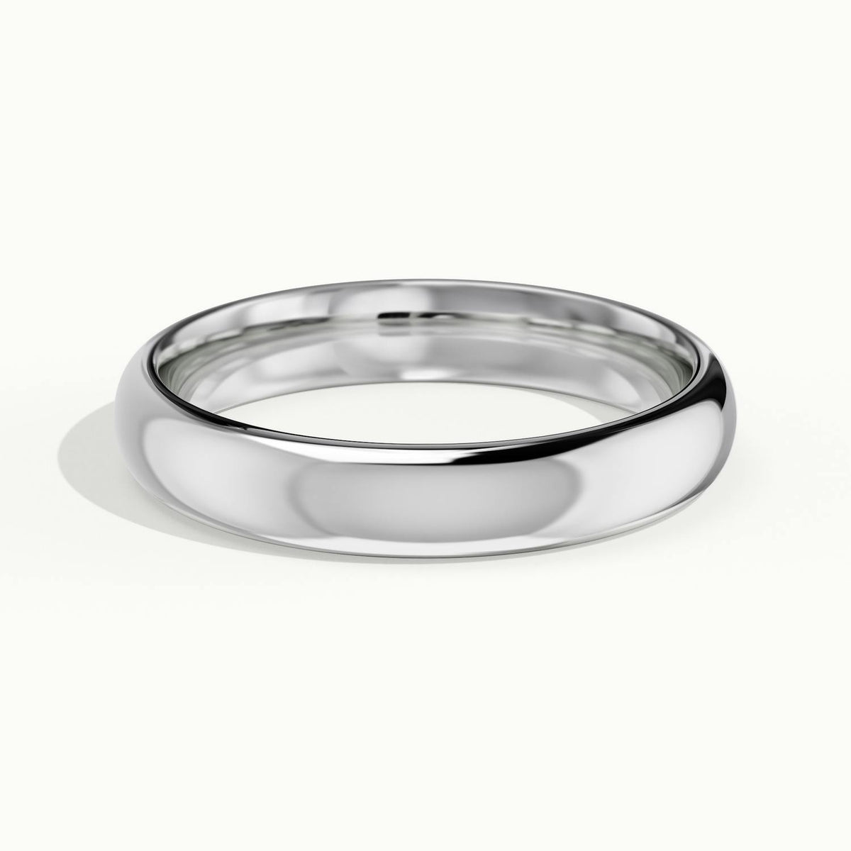 3.5mm Domed Comfort Fit Wedding Band in 10K White Gold