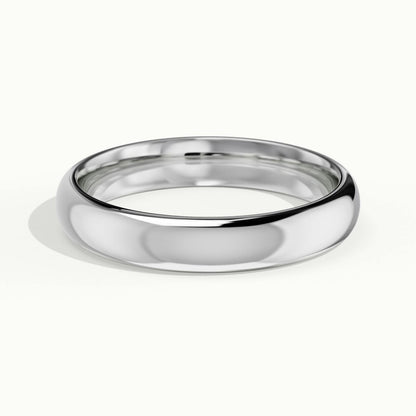 3.5mm Domed Comfort Fit Wedding Band in 10K White Gold