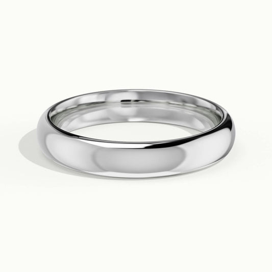 3.5mm Domed Comfort Fit Wedding Band in 14K White Gold