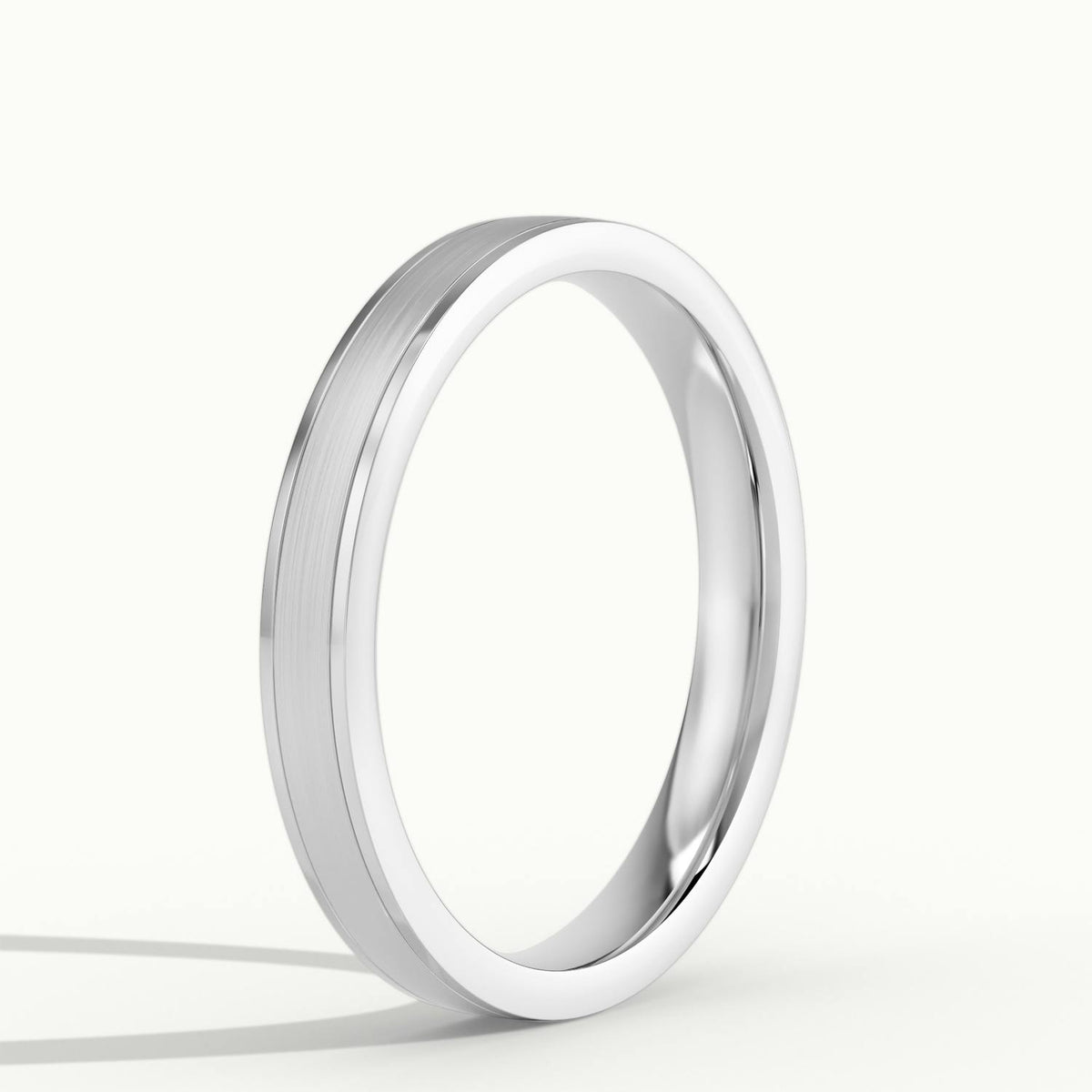 3.5mm Double Spaced Line Wedding Band in 10K White Gold