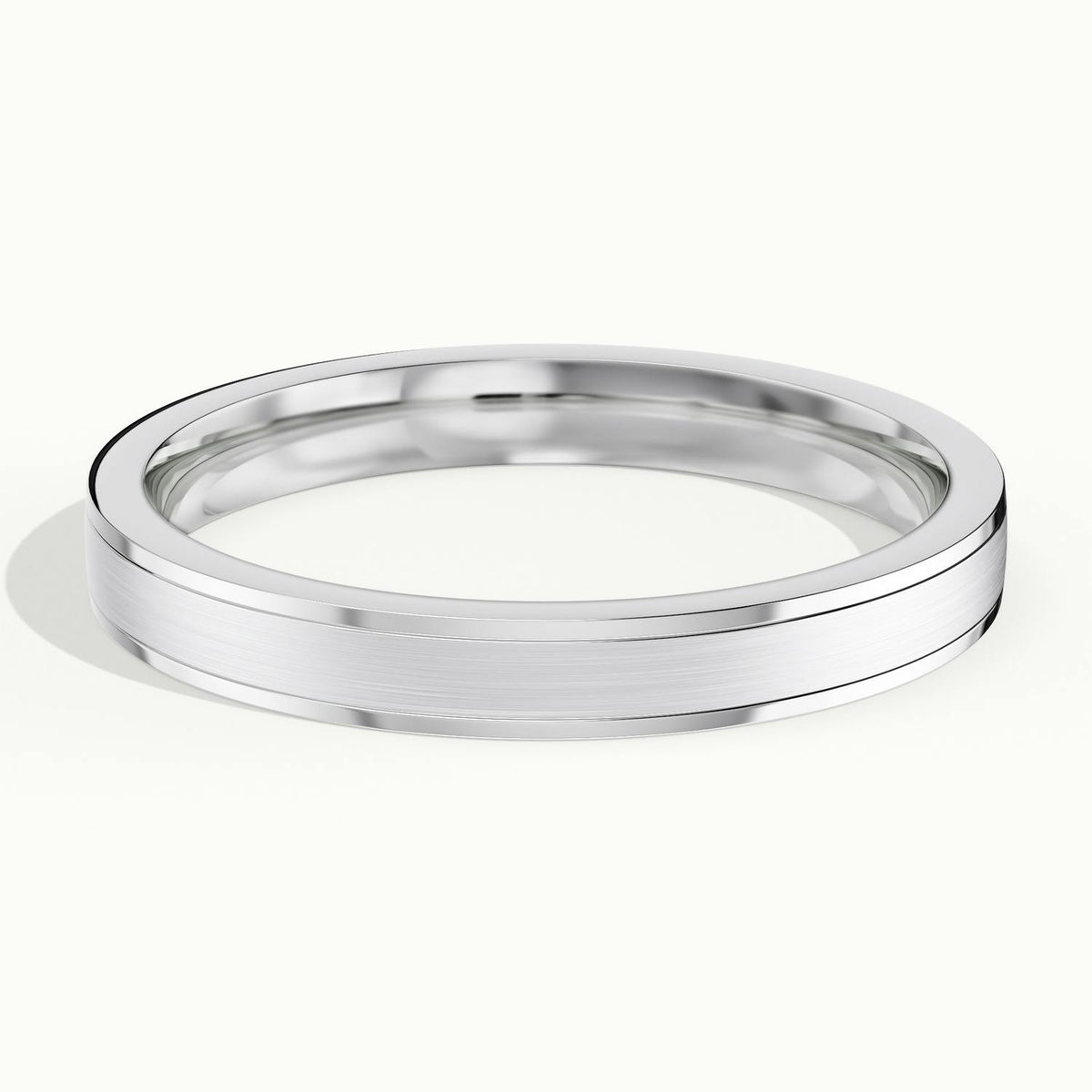 3.5mm Double Spaced Line Wedding Band in 10K White Gold
