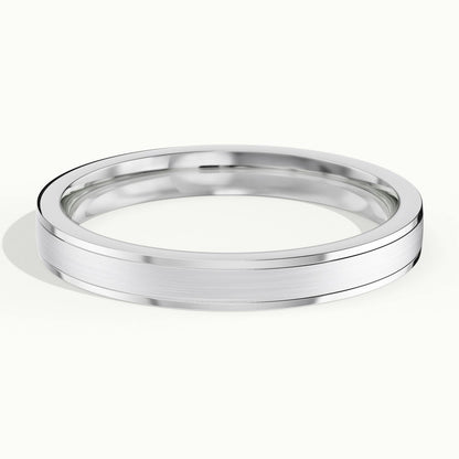 3.5mm Double Spaced Line Wedding Band in 10K White Gold