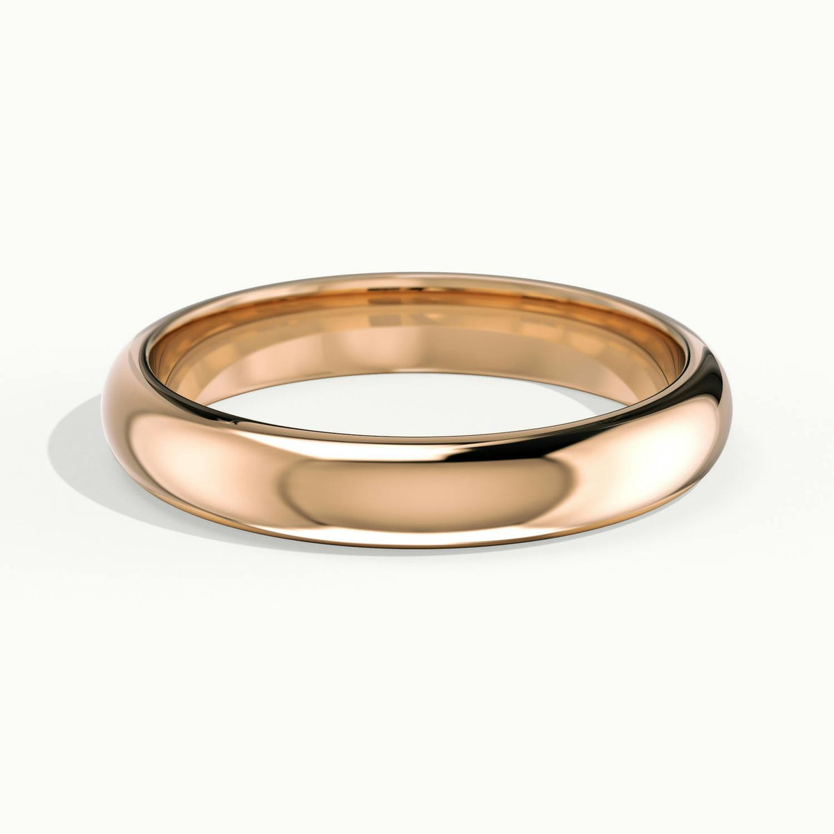 3.5mm Half Round D-Shape Wedding Band in 10K Rose Gold