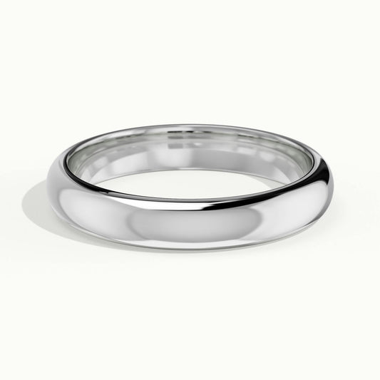 3.5mm Half Round D-Shape Wedding Band in 14K White Gold