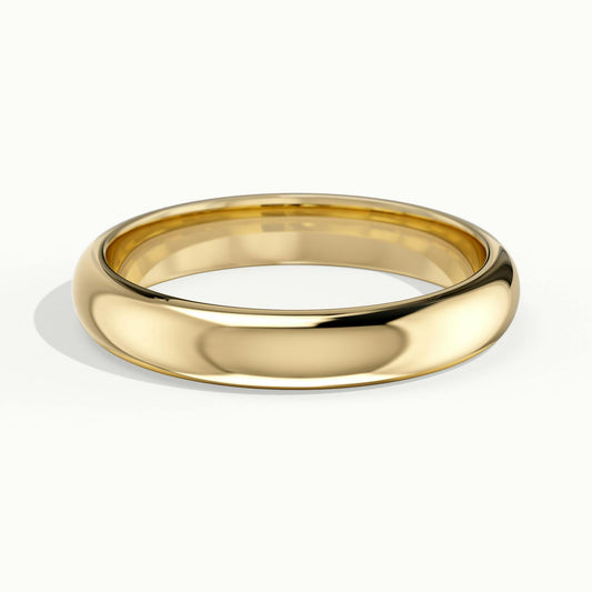 3.5mm Half Round D-Shape Wedding Band in 14K Yellow Gold