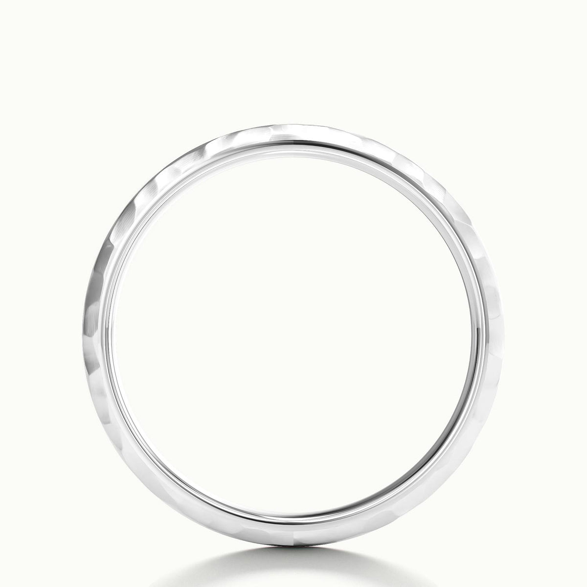 3.5mm Hammered Wedding Band in 14K White Gold