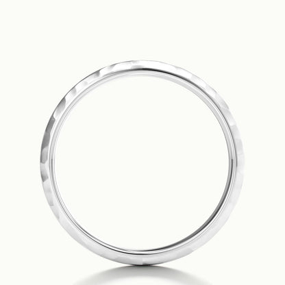 3.5mm Hammered Wedding Band in 14K White Gold