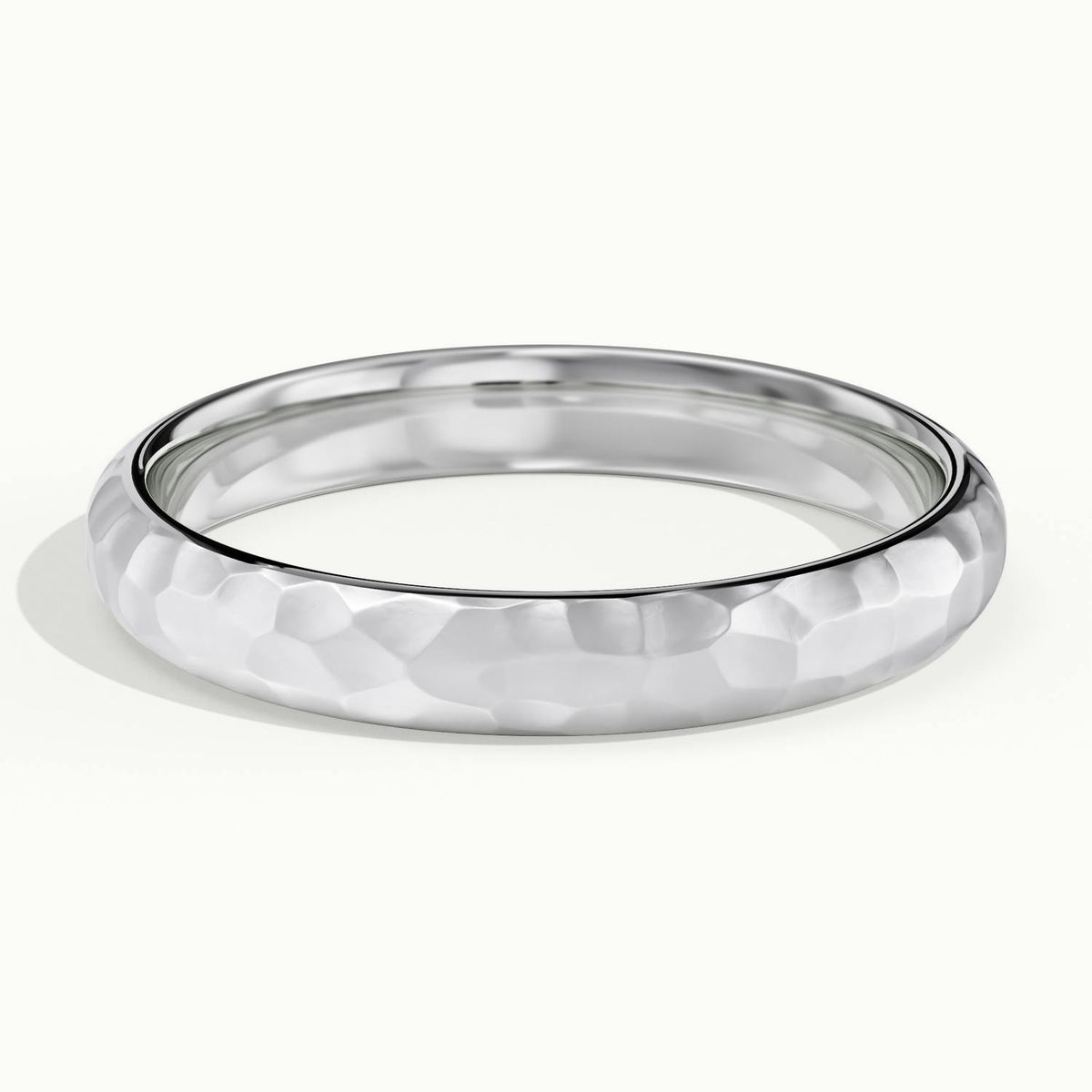 3.5mm Hammered Wedding Band in 14K White Gold