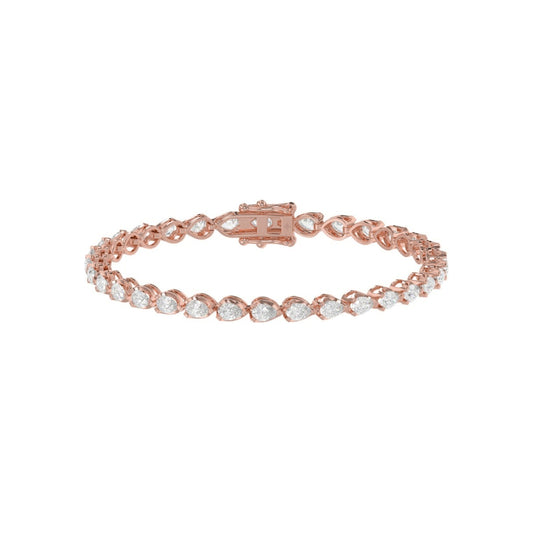 3-Prong Pear Fancy Bracelet 3.5 Carat Pear Lab Grown Diamond in 10K Rose Gold