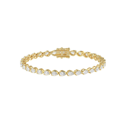 3-Prong Pear Fancy Bracelet 3.5 Carat Pear Lab Grown Diamond in 14K Yellow Gold