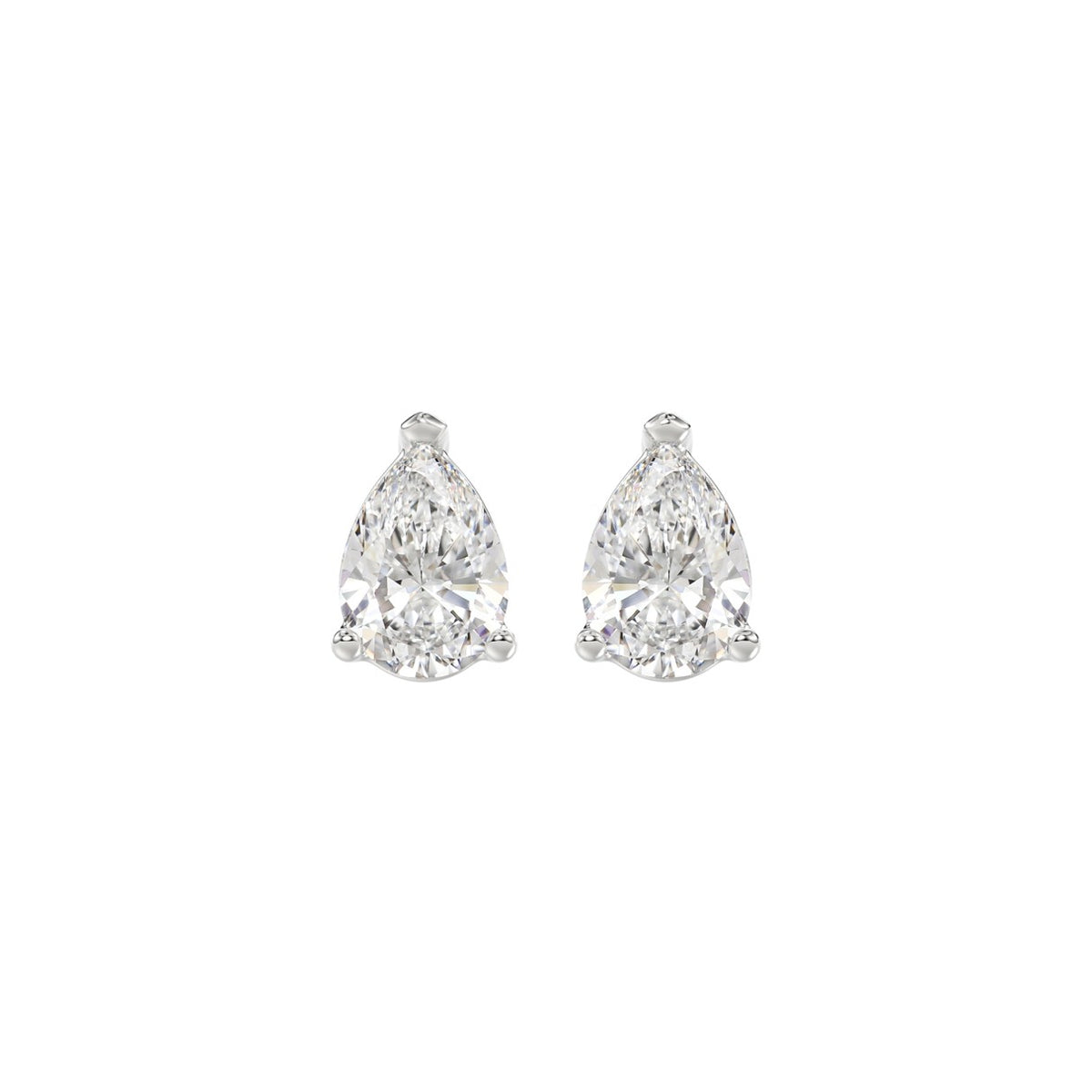 3-Prong Pear Stud Earrings 1.5 Carat Pear Lab Grown Diamond in Platinum