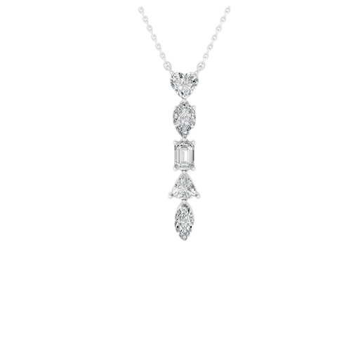 5.00ct Mix Shape Lab Grown Diamond Dangler Pendant In 14K White Gold
