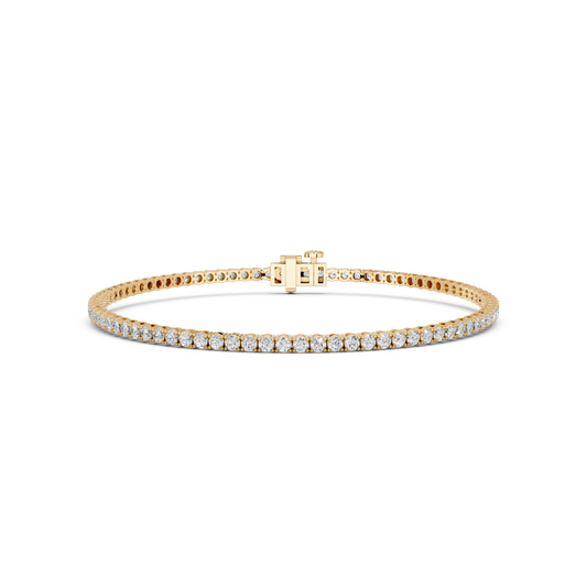 3.00ct Round Lab Grown Diamond 4 Prong Tennis Bracelet In 14K Yellow Gold