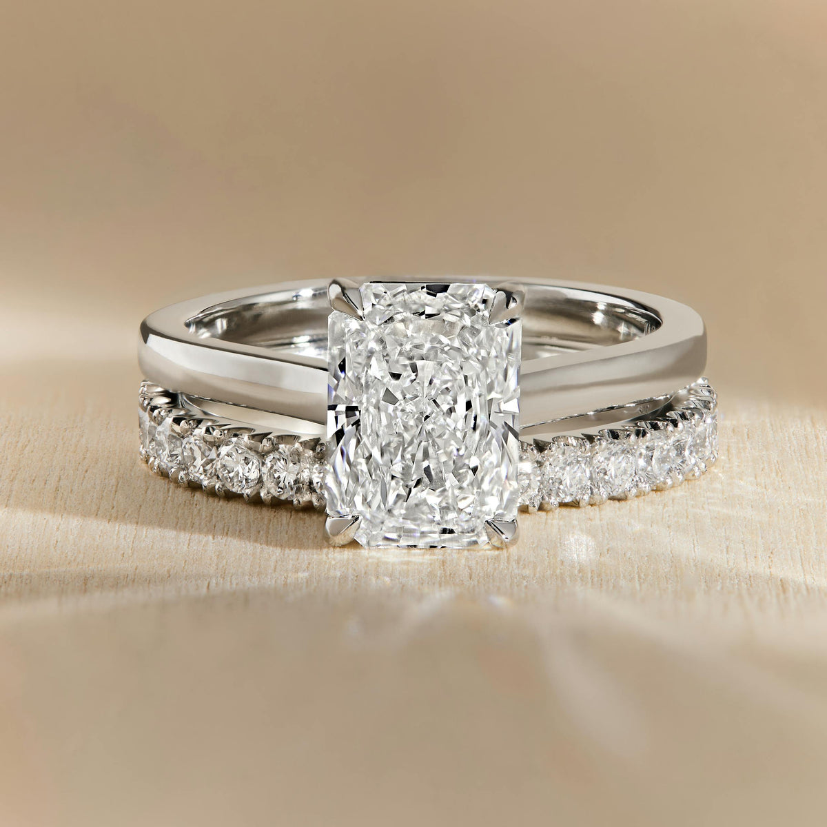 Mira 4 Carat Radiant Lab Grown Diamond Solitaire Engagement Ring in Platinum - view 5