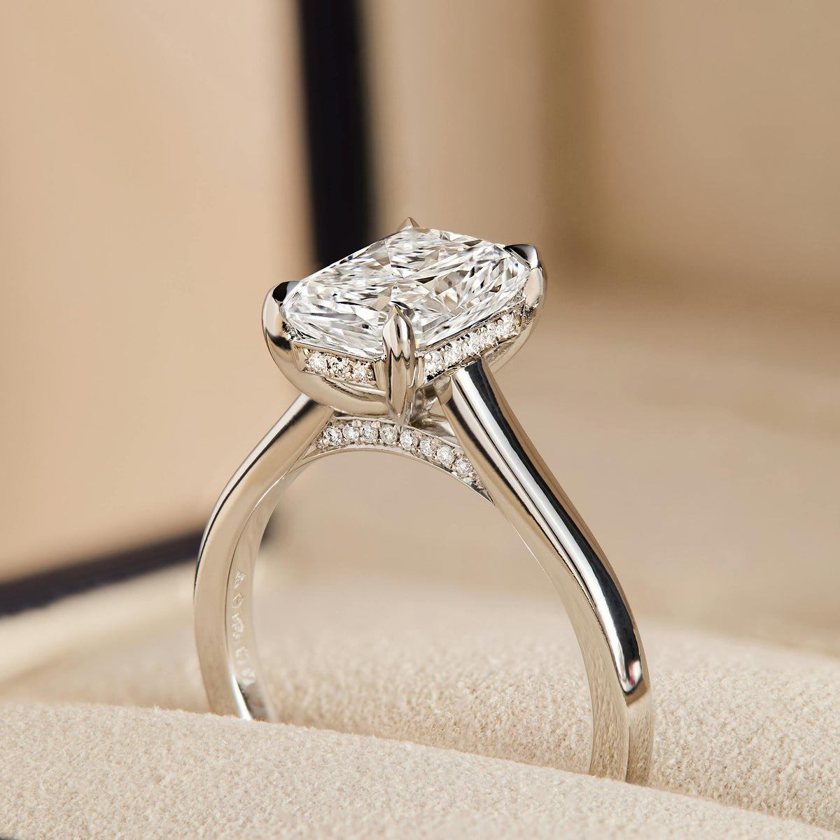 Mira 3 Carat Radiant Lab Grown Diamond Solitaire Engagement Ring in 10K White Gold - view 6