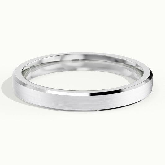 3mm Beveled Edge Wedding Band in 14K White Gold