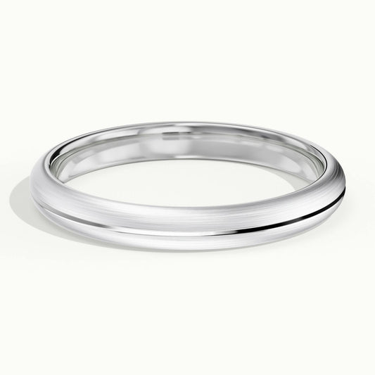 3mm Center Groove Wedding Band in 14K White Gold