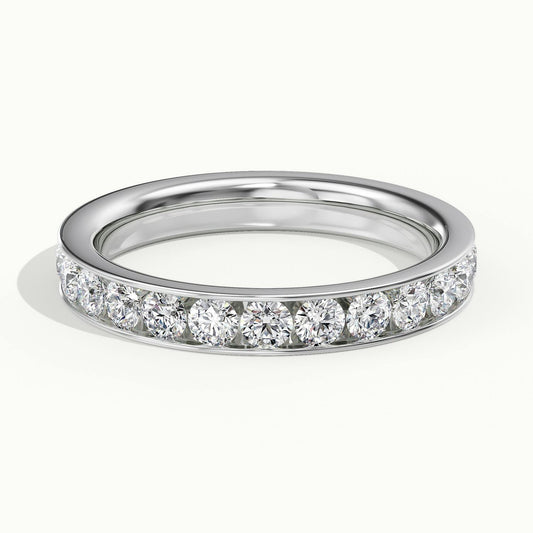 3mm Channel Set Lab Grown Diamond Full Eternity Ring in 18K White Gold