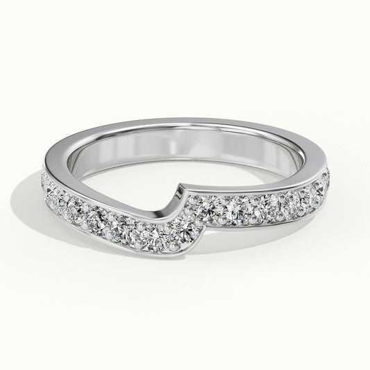 3mm Curved Contour Pavé Lab Grown Diamond Wedding Band in 10K White Gold