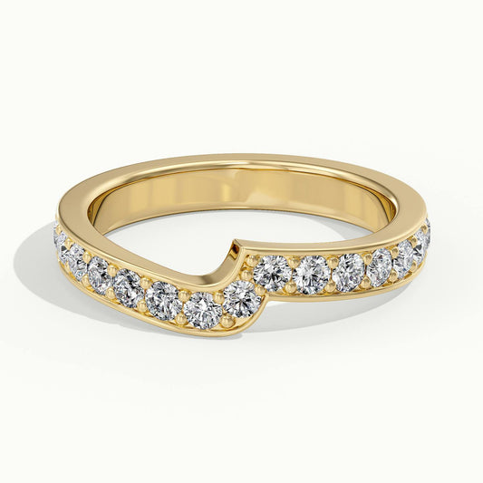 3mm Curved Contour Pavé Lab Grown Diamond Wedding Band in 10K Yellow Gold