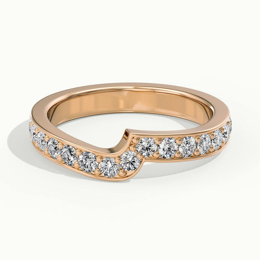 3mm Curved Contour Pavé Lab Grown Diamond Wedding Band in 18K Rose Gold