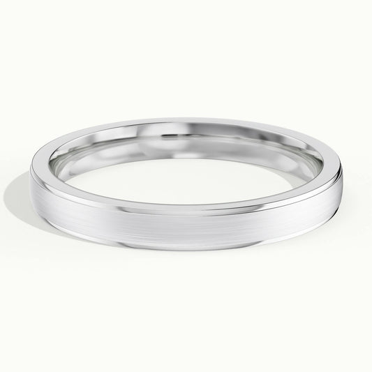 3mm Cut Down Edge Wedding Band in 14K White Gold
