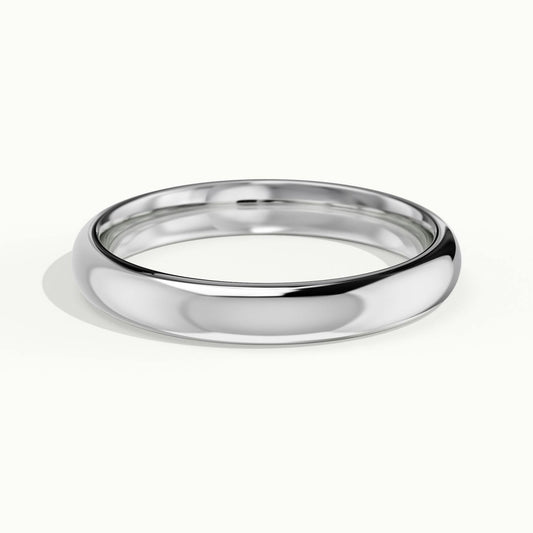 3mm Domed Comfort Fit Wedding Band in 10K White Gold