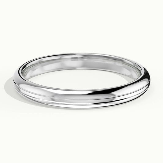 3mm Double Center Line Wedding Band in 14K White Gold