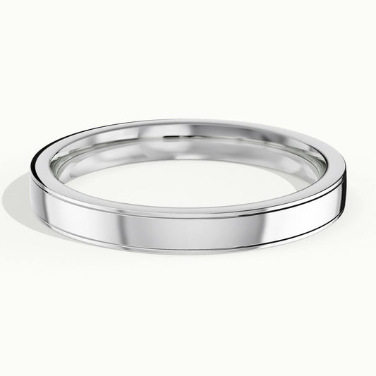 3mm Double Polished Line Wedding Band in 14K White Gold