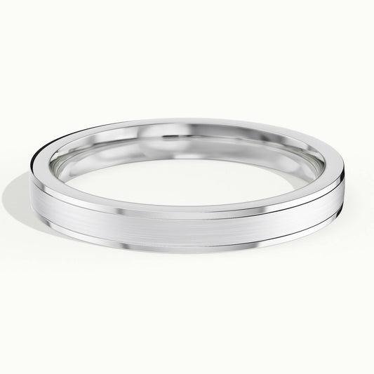 3mm Double Spaced Line Wedding Band in 14K White Gold