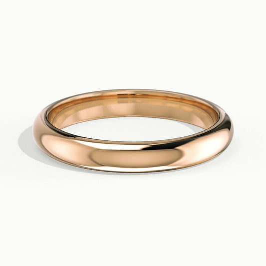 3mm Half Round D-Shape Wedding Band in 10K Rose Gold