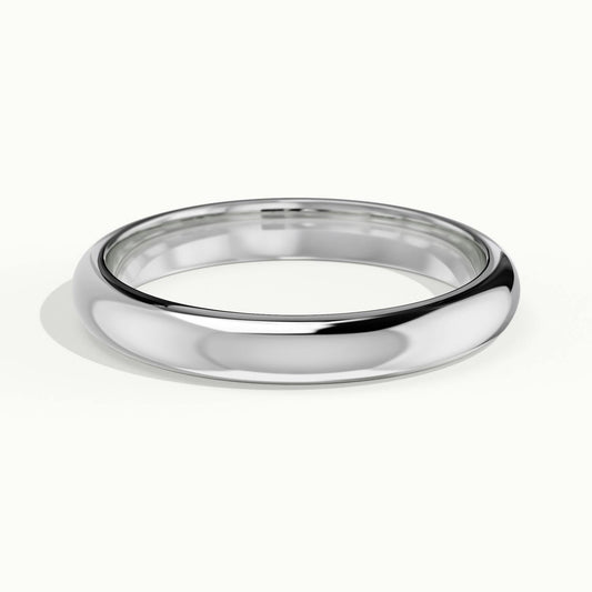 3mm Half Round D-Shape Wedding Band in Platinum