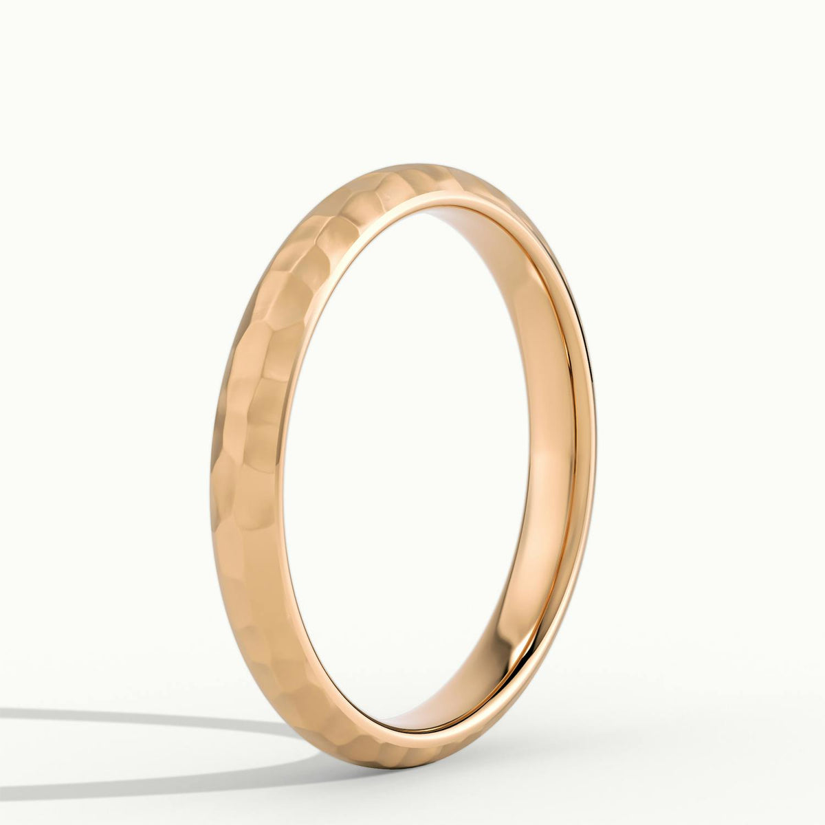 3mm Hammered Wedding Band in 14K Rose Gold