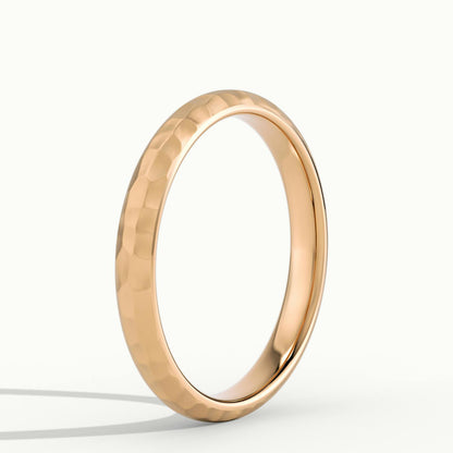 3mm Hammered Wedding Band in 14K Rose Gold