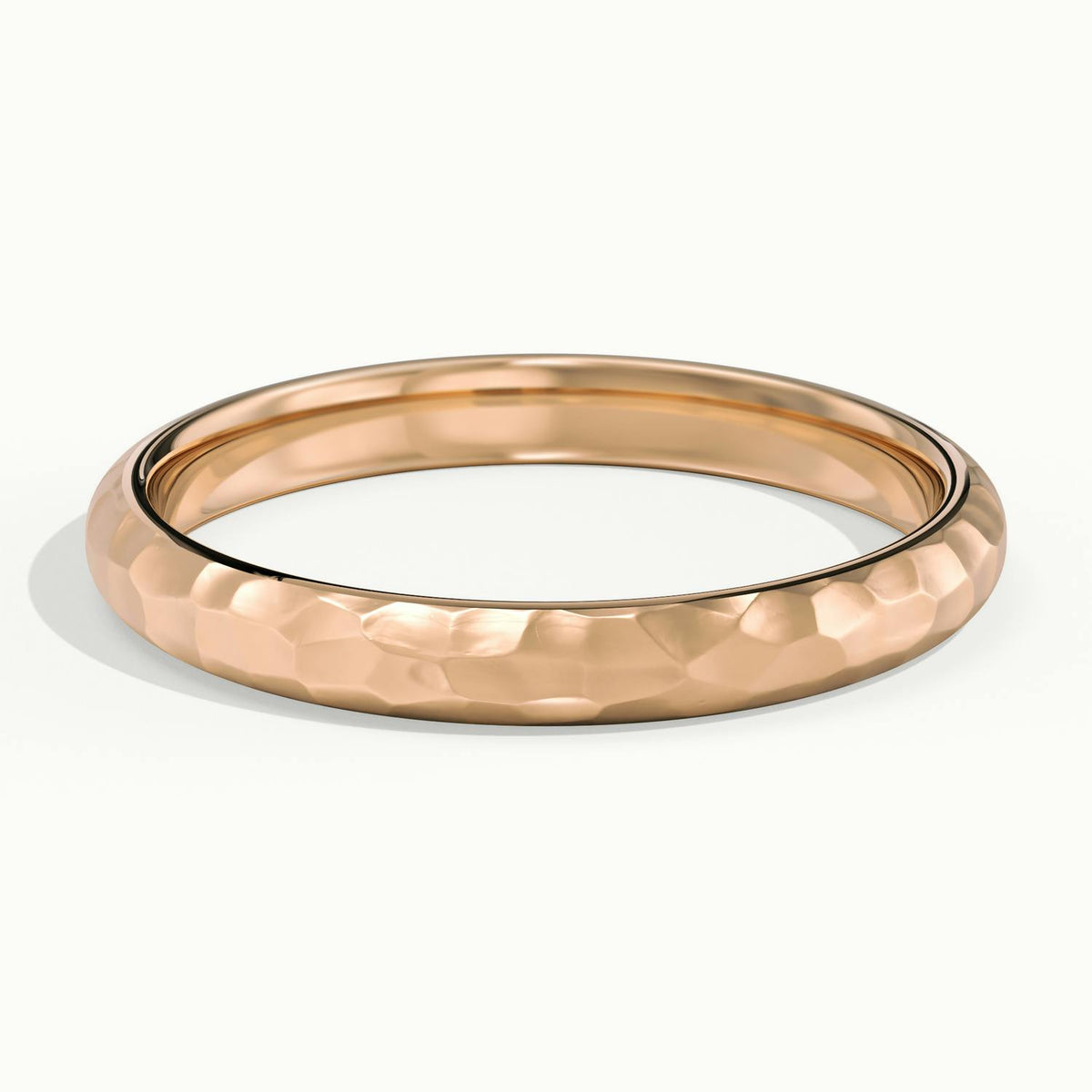 3mm Hammered Wedding Band in 14K Rose Gold