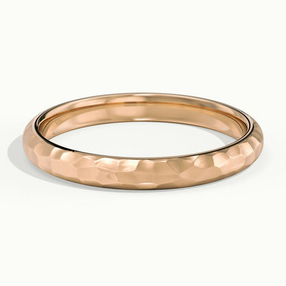 3mm Hammered Wedding Band in 14K Rose Gold