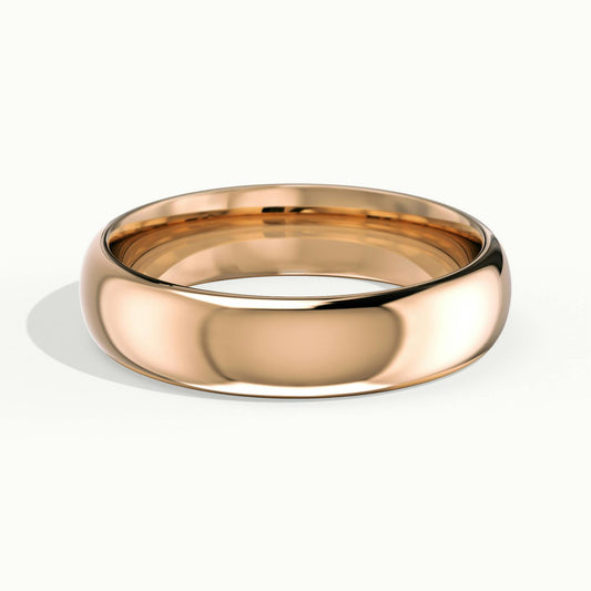 4.5mm Domed Comfort Fit Wedding Band in 14K Rose Gold