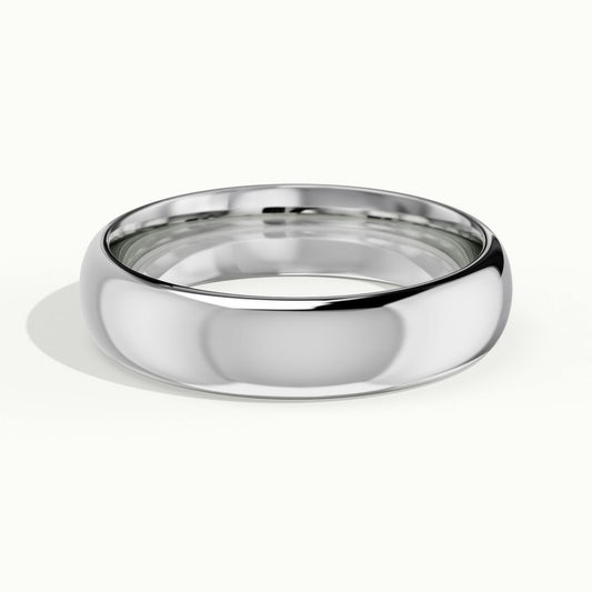 4.5mm Domed Comfort Fit Wedding Band in 18K White Gold