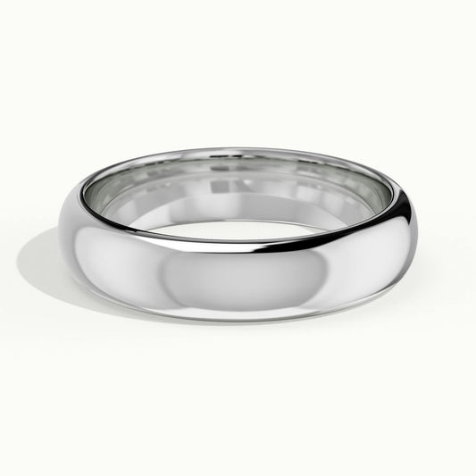 4.5mm Half Round D-Shape Wedding Band in 14K White Gold