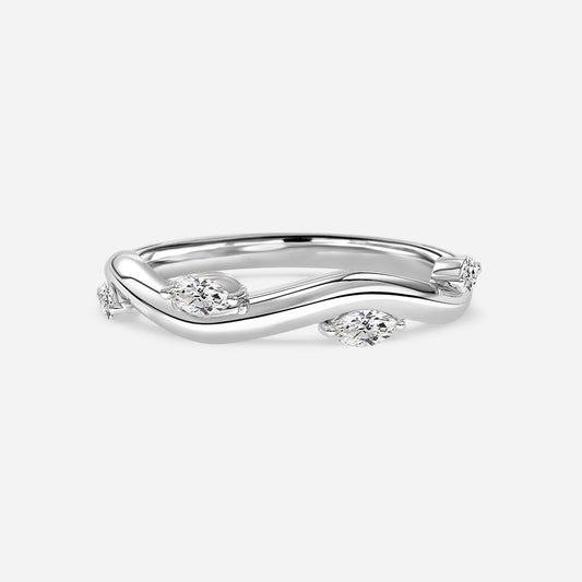 0.25ct Tainia Marquise Lab Grown Diamond Wavy Stackable Wedding Band In 14K White Gold (US Size: 4)