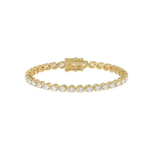 4-Prong Oval Fancy Bracelet 4 Carat Oval Lab Grown Diamond in 10K Yellow Gold