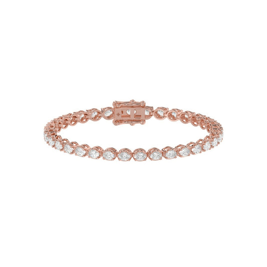 4-Prong Oval Fancy Bracelet 4 Carat Oval Lab Grown Diamond in 14K Rose Gold