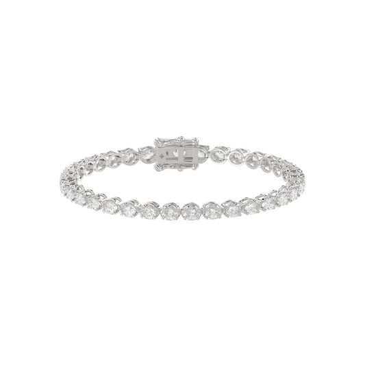 4-Prong Oval Fancy Bracelet 4 Carat Oval Lab Grown Diamond in 14K White Gold